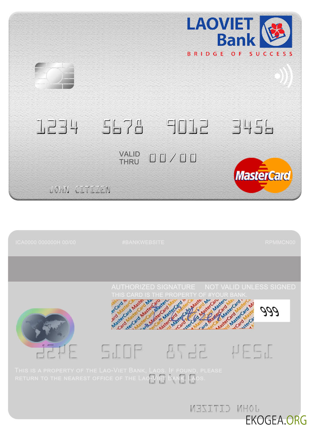 Carte Mastercard de la Banque Lao Vietnamienne du Laos